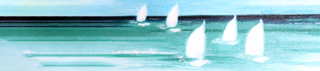 mare all'orizzonte con barche, opera di Longhi